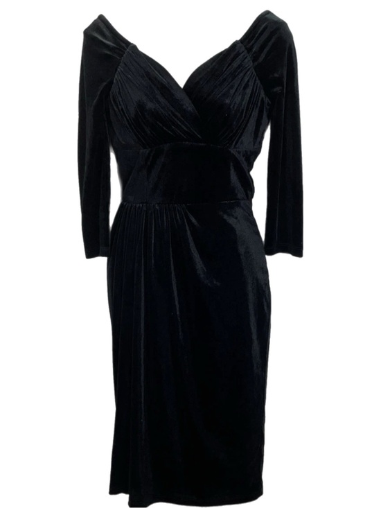 Vixen by Micheline Pitt Dresses & Skirts - Vixen Micheline Pitt Starlet Black Velvet Wiggle Dress Size Small